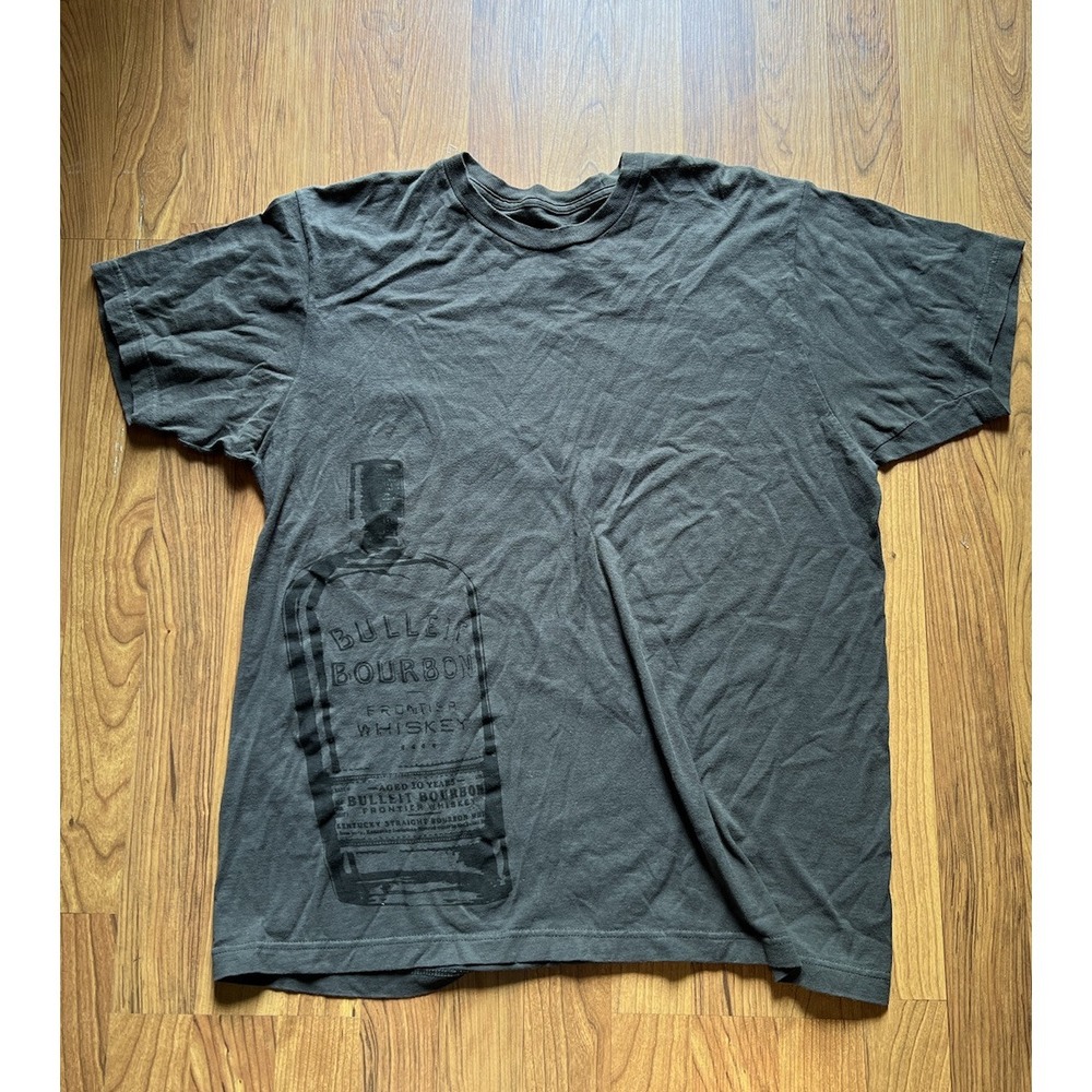 BULLEIT BOURBON FRONTIER‎ WHISKEY Men's Diageo Bar Promo T-Shirt Size L Gray
